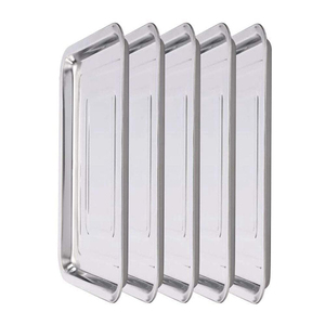 Plateau chirurgical en acier inoxydable 304 pour instruments dentaires vétérinaires et piercings corporels, plateaux à fond plat pour fournitures de laboratoire - Product Image 5