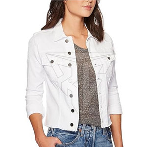 Premium Quality Women's Stylish Light <b>Weight</b> <b>Stand</b> Collar Jeans Jacket Breathable Customizable Denim Knitted Pocket Winter - Product Image 2