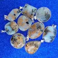 Tigre naturel Dendrite pierre précieuse lunette pendentif 925 argent laiton bijoux à la mode collier mélange formes pour les femmes lunette réglage