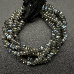 Venta al por mayor Labradorite Smooth Rondelle Shape Beads, Black Rainbow Multi Color Flash Beads para la fabricación de joyas - Product Image 4