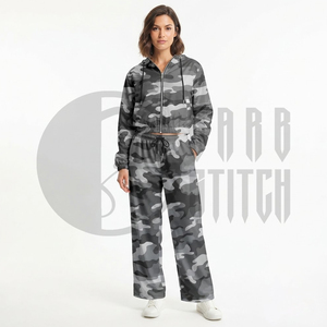 Custom Women <b>Camo</b> <b>Windbreaker</b> Set Lightweight Hooded Jacket Jogger Pants Tracksuit Outdoor OEM ODM Manufacturer - Product Image 3