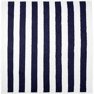 Serviette de plage et de piscine en coton bleu marine à rayures cabana, imprimée sur mesure, pour spa, hôtel, bain, durable et écologique, disponible - Product Image 2