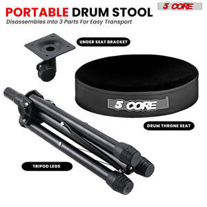 5 Core <b>Drum</b> Throne 3 Thick Padded Memory Foam Comfortable Drummer Stool 330Lb Capacity Adjustable - Product Image 2