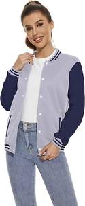 <b>Women's</b> Lightweight <b>Spring</b> Baseball Jacket Breathable Fleece <b>Coat</b> with Pockets Button Down Clothes - Product Image 5