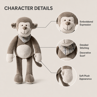 Peluche singe personnalisée de 10 cm, adorable mini-poupée en peluche, conception OEM ODM pour cadeaux en gros