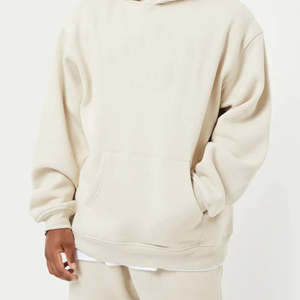 80% Algodón 20% poliéster Sudadera con capucha de gran tamaño para hombres hombro caído pulóver escote cruzado acanalado dobladillo logotipo personalizado ODM para invierno - Product Image 4