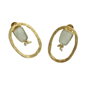 Pendientes de Latón al por Mayor, Diseño de Piedra Natural en Bruto, Acabado de Latón Antiguo, Pieza de Moda, Venta al por Mayor - Product Image 6