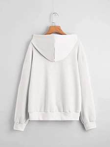 Sudadera con capucha para mujer, de lana, con bolsillo frontal, manga raglán, bordada - Product Image 3