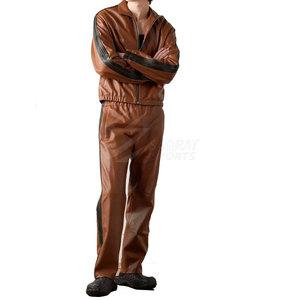 2025 ropa de moda de manga larga para hombre chándal de cuero de gran tamaño de alta calidad para hombre chándal de cuero para uso informal - Product Image 5