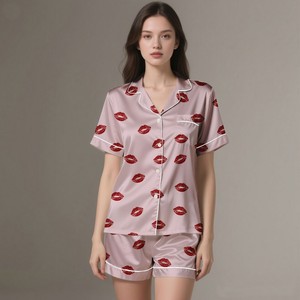 Fashionable Breathable <b>Silk</b> Satin <b>Women's</b> Pajama Set Spring Summer All Season Wear - Product Image 4