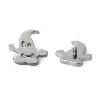 ASTM F136 titane fantôme goujon Labret boucle d'oreille Halloween filles corps Piercing bijoux plaqué or avec griffe réglage incrustation