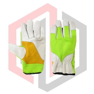 Gants de mécanicien en cuir fendu personnalisés avec des caractéristiques anti-vibrations, antidérapantes et sans poudre pour le jardinage et l'usage général - Product Image 1