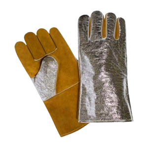 Guantes de cuero dividido de piel de vaca aluminizada de alta resistencia, ignífugos, resistentes a la abrasión, seguridad reflectante para soldadura - Product Image 4