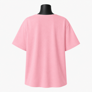 Camiseta Oversize Rosa Personalizada con Cuello en V y Tirantes Cruzados para Mujer, de Algodón, Estilo Casual Holgado, Streetwear, OEM ODM al por Mayor - Product Image 2