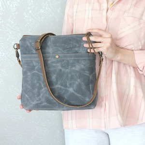 Large <b>Waxed</b> <b>Canvas</b> Tote Bag with Leather Straps Handmade Durable Stylish Work School Office Travel Bag LCT-0043 - Product Image 5