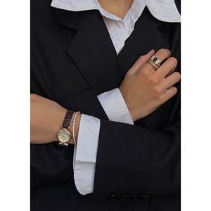 Vintage Luxury Quartz <b>Watch</b> with Circle Dial and Stainless Steel Band Ladies' Style Featuring Glass <b>Case</b> Back - Product Image 6