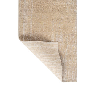 พรมไหมไผ่ผสมขนสัตว์ถักมือลายเอนโทรปี ไอวอรี่ รุ่น AKWB-3598 หนา 10 มม. ลายแบบนามธรรม สำหรับบ้าน ห้องนอน ทางเดิน รูปทรงสี่เหลี่ยมผืนผ้า - Product Image 5