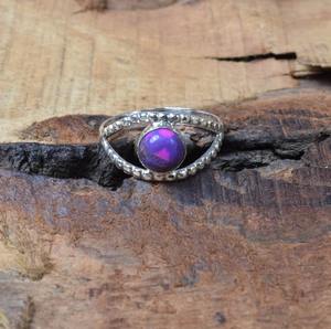 Anillos de promesa de Plata de Ley 925 púrpura para mujer, joyería de cobre turquesa hecha a mano para bodas - Product Image 4