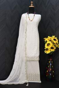 Style ethnique pakistanais indien pur Georgette broderie Collection mariage lourd Salwar Kameez costume Dupatta adultes robes de soirée - Product Image 5