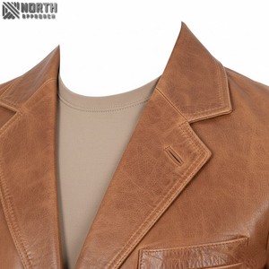 Chaqueta de bombardero de cuero genuino de buena calidad hecha en fábrica a precio barato para hombre, logotipo frontal teñido liso personalizado de invierno de calidad profesional - Product Image 4