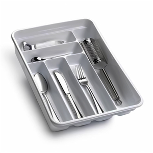 Vassoio Portaposate in Plastica Grigio Argento Oryx 40x30x7 cm. - Product Image 2