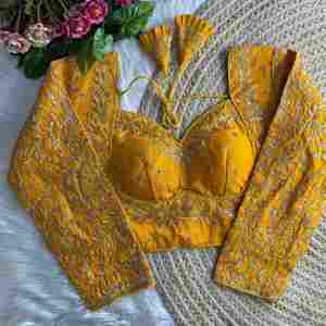 Elegante Look Increíble Color Atractivo Pesado Puro Vichitra Seda Con Bordado Blusa Mujer Moda Fabricante - Product Image 5