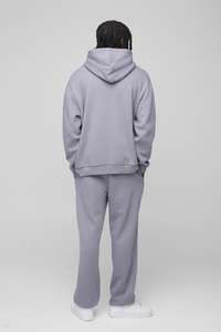 ชุดวอร์ม2ชิ้นสำหรับผู้ชายชุดวอร์มผ้าคอตตอนผ้าฟลีซสีเทา - Product Image 3