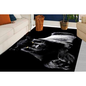 Alfombra Jaguar Negra: Alfombra Antideslizante con Estampado Animal, Alfombra Suave con Pelo Corto - Product Image 3