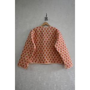Veste matelassée en coton réversible écologique à imprimé floral tissé à la main, design floral, vêtements d'extérieur d'hiver - Product Image 4