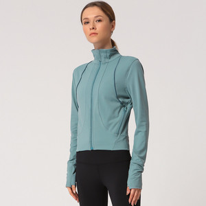 Slim Fit Full Zipper Coton Fitness Sport Crop Tops Hoodies Sweatshirts Logo Personnalisé Zipper Sportswear pour Femmes DDP Shipping - Product Image 1