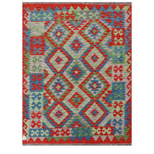Alfombra Kilim de Maimana, Afganistán, 197 x 151 cm, Juego de Alfombras - Product Image 1