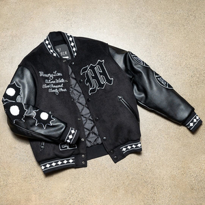 Chaqueta de Cuero Personalizada con Bordado para Hombre, MOQ Bajo, Talla Grande, Estilo Urbano, Chaqueta Bomber con Patrón de Letras Personalizado, Ropa Larga - Product Image 6