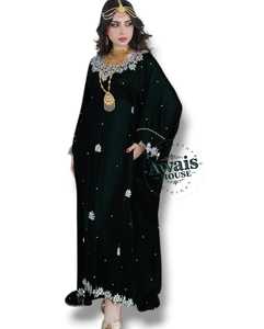 Wholesale Luxury 2-Piece <b>Set</b> <b>Modest</b> Simple Muslim Women Solid Beaded Velvet Floor-Length A-Line Kaftan Party Wedding Embellished - Product Image 3