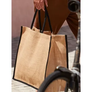 Sustainable Natural <b>Starched</b> Jute Tote Bag Shopper Promotional Merchandising - Product Image 2