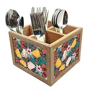 Porte-cuillères en bois rustique imprimé avec un motif floral traditionnel, porte-cuillères en bois imprimé écologique pour ustensiles de cuisine - Product Image 6