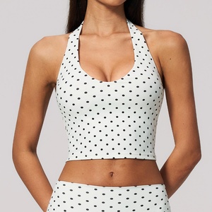 Polka Dot Sorority Tanktop Vintage Spandex/Cotton <b>High</b> Street Fitness Crop Top <b>Knee</b> Shorts Set Patches Custom - Product Image 6