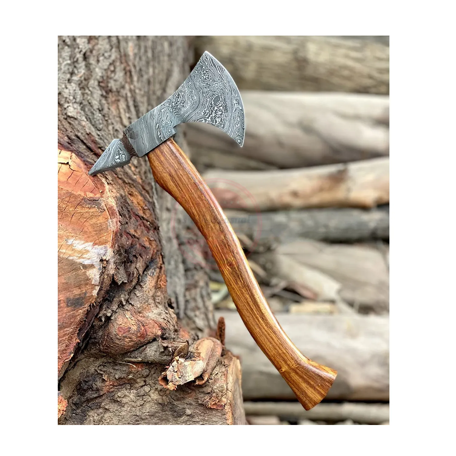 Hacha de corte de madera vikinga de acero damasco, madera casera de alta calidad, seguimiento de bosque exterior, logotipo personalizado de supervivencia