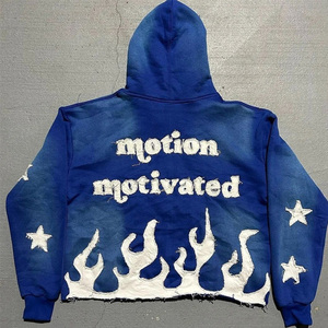 Sweat à capuche d'hiver personnalisé 100% coton, broderie usée, délavé à l'acide, surdimensionné, pull de haute qualité, polaire lourd - Product Image 5