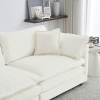 Canapé modulaire en forme de L en chenille blanche avec ottoman réversible pour salon et home cinéma
