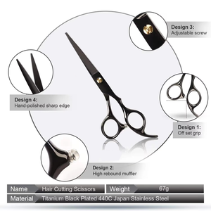 Ciseaux professionnels pour couper les cheveux, en acier inoxydable, ciseaux de barbier avec repose-doigts et vis réglable pour salon et usage domestique - Product Image 2