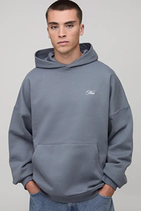 Sweat à capuche pour homme, hiver, surdimensionné, ample, respirant, broderie 3D imprimée, poids lourd, 100% coton, logo personnalisé sur le devant - Product Image 3