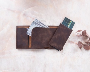 Porte-cartes pop-up magique en cuir bloquant le mini portefeuille porte-cartes personnalisé hommes femmes cadeau de noël LCR-0069 - Product Image 3