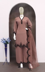 Costume exclusif Salwar Kameez de travail à séchage rapide avec broderie lourde coupe ajustée robe de soirée indienne pakistanaise élégante - Product Image 6