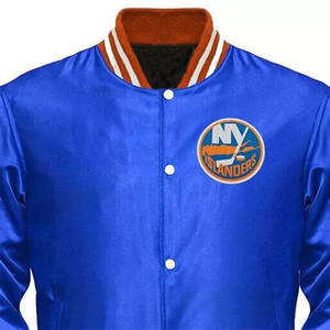 Nouveau dernier Style Satin Varsity Vestes Logo sur mesure surdimensionné respirant lettre hommes léger bouton Up Satin veste - Product Image 2