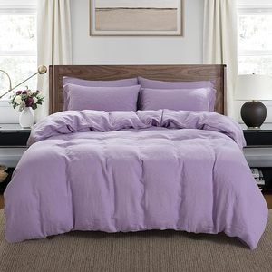 Queen Size 100% Organic Cotton Duvet Cover <b>Set</b> Stone Washed French Flax Quilt Bedding 3 Piece <b>Comforter</b> for Home Hotel Weddings - Product Image 1