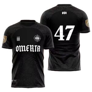 Camiseta de fútbol personalizada para hombres, mujeres, niños jóvenes, camiseta negra dorada impresa personalizada, Agregar nombre del equipo, número, regalo para fanáticos del fútbol - Product Image 3