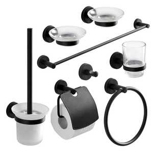 Complete Matt <b>Black</b> <b>Bathroom</b> <b>Accessory</b> <b>Set</b> - Product Image 1