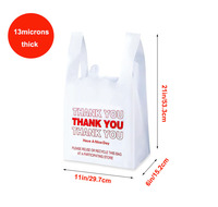 T-Shirt Gilet Personnalisé 50x60 Supermarché Jetable Imprimé HDPE Clair Sac d'Épicerie en Plastique Réutilisable au Détail