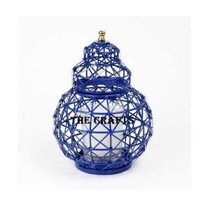 Bougeoir de conception fantastique dans le bougeoir de couleur bleue de fer avec la cheminée en verre pour l'usage de noce - Product Image 1