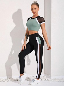 Venta al por mayor de ropa de gimnasia de las mujeres conjuntos de 2 piezas de yoga mallas de entrenamiento sujetadores deportivos Top ropa deportiva Fitness conjuntos de yoga sin costuras - Product Image 5